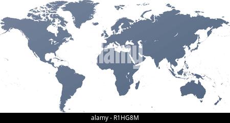 Detailed world map outline contour silhouette Stock Vector