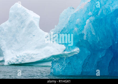 Blue glacial icebergs in Greenland Stock Photo