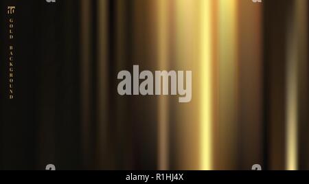 Golden fabric with smooth crease and folds highlight deep shadows on black background. Vector illustration Stock Vector