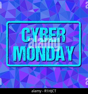 Banner with CYBER MONDAY sign in frame on abstract polygonal background Stock Vector