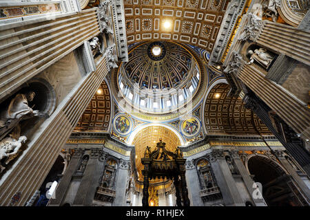 The beautiful interior of the Saint Peter's Basilica in the Vatican city. Stock Photo