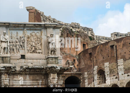 Mad clouds and Coliseum old building in Rome city, Italy Stock Photo