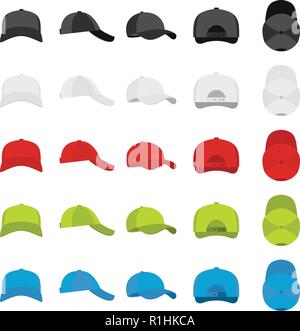 Baseball cap views icons set. Simple illustration of 25 baseball cap views vector icons for web Stock Vector