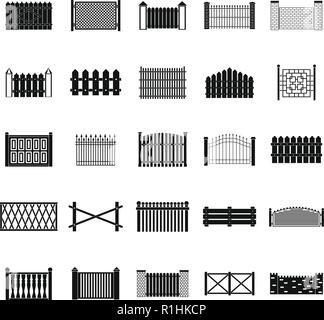 Fence icons set. Simple illustration of 25 fence vector icons for web Stock Vector