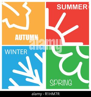DIfferent colors four nature seasons patterns isolated on white Stock Vector