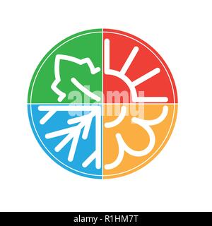 DIfferent colors four nature seasons circle icon isolated on white Stock Vector
