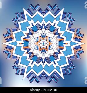 Blue Mosaic Hexagon Snowfkake vector sign on gradient background Stock Vector