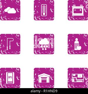 Movement icons set, grunge style Stock Vector