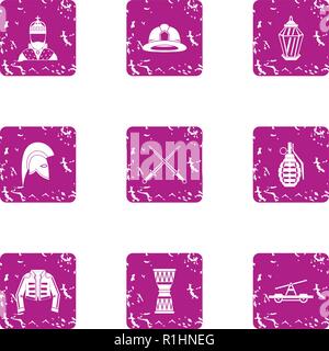Religious warfare icons set, grunge style Stock Vector