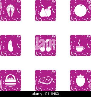 Sirloin icons set, grunge style Stock Vector