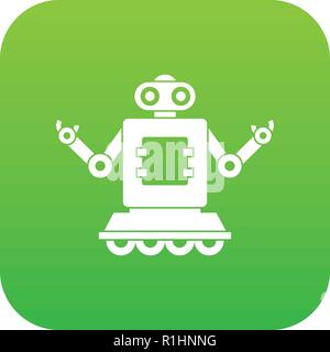 Cyborg on wheels icon digital green Stock Vector