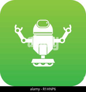 Robot on wheels icon digital green Stock Vector