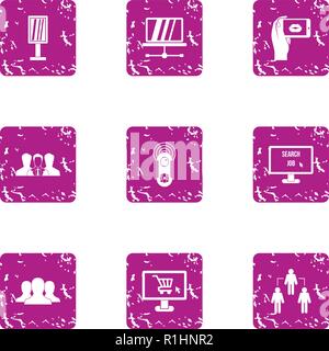 Effort icons set, grunge style Stock Vector