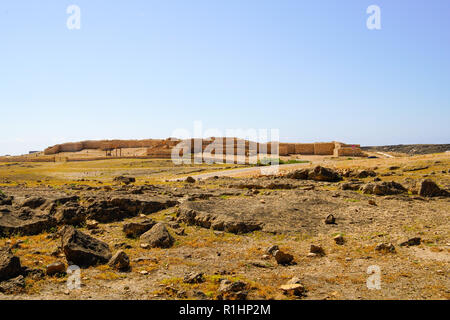 View of Sumhuram (the small fortified town), an South Arabian archaeological site near Taqah. The Dhofar region of Oman. Stock Photo