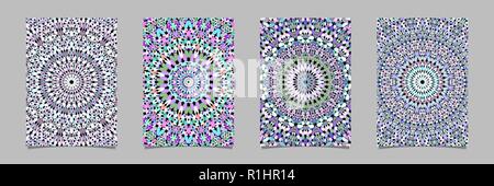 Colorful abstract stone kaleidoscope mandala pattern page background template set Stock Vector