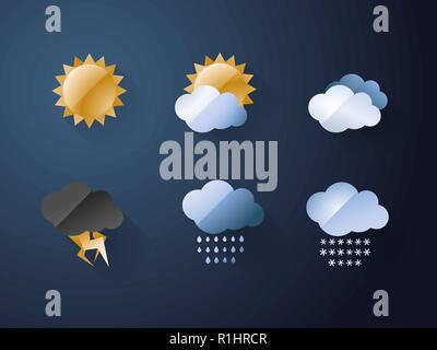 weather icons cool metal style Stock Vector