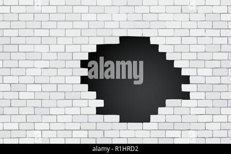 brick wall with black hole Stock Vector