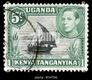 Postage stamps from British East Africa (Kenya, Uganda, Tanganika) in the  King George VI series Stock Photo