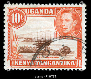 Postage stamps from British East Africa (Kenya, Uganda, Tanganika) in the  King George VI series Stock Photo