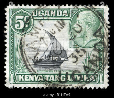 Postage stamps from British East Africa (Kenya, Uganda, Tanganika) in the  King George V Issue Stock Photo