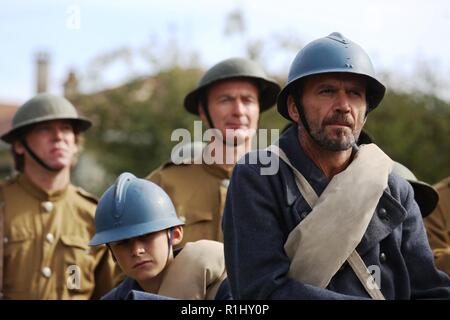 Brig. Gen. Frederick R. Maiocco Jr., commander of the U.S. Army Reserve’s 7th Mission Support Command, joined his Soldiers, reenactors and dignitaries from France and the U.S. in honoring the U.S. Army’s 16th Infantry Regiment, 1st Infantry Division’s historical crossing of the bridge at the village of Nonsard, France, during the WWI Centennial Celebration, Sept. 22, 2018. Stock Photo