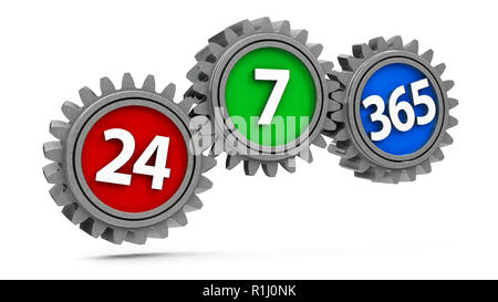 Gears With 24 7 365 Concept Of Customer Support Service Three Dimensional Rendering 3d Illustration Stock Photo Alamy