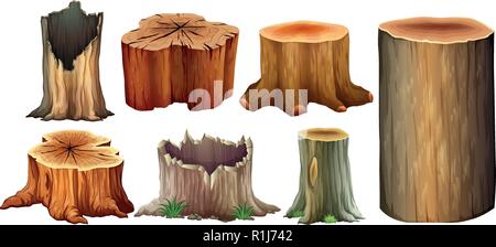 Different type of tree stump illustration Stock Vector