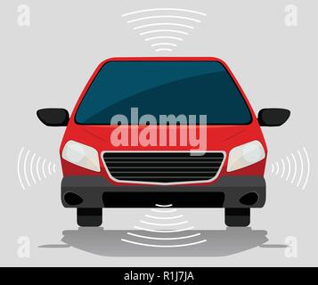 Electric self driving car illustration Stock Vector