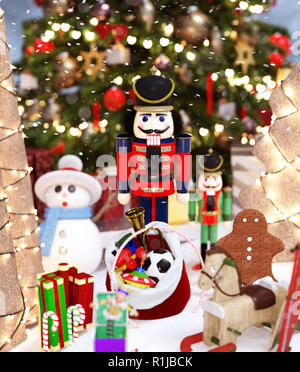 Nutcrackers toy and christmas toys decorated for holidays season,3d rendering Stock Photo