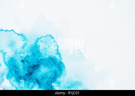 abstract bright turquoise paint blots Stock Photo