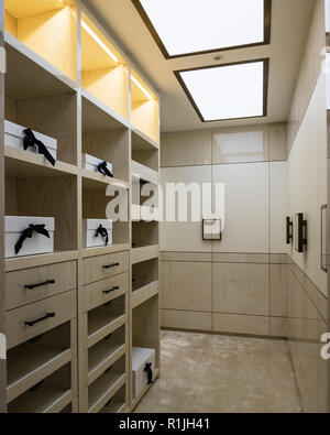 Brown storage in dressing room Stock Photo