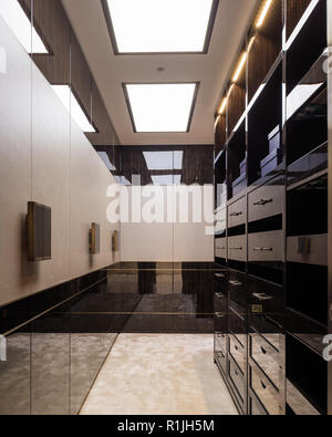 Brown storage in dressing room Stock Photo