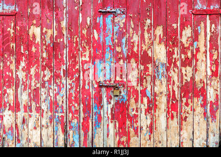 Old wooden garage door or gate textured background Stock Photo