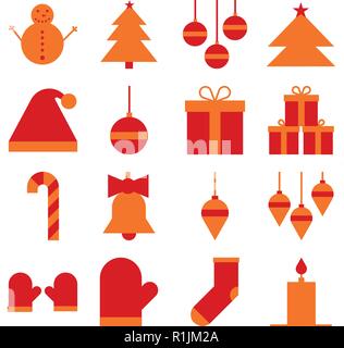 Christmas icon set in flat style Stock Vector