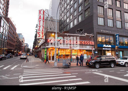 Katz's Deli, A Delicatessen diner on the Lower East Side, Manhattan, New York City, N.Y, United States of America. U.S.A Stock Photo