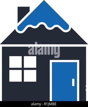 Winter house glyph icon isolated on white background Stock Vector