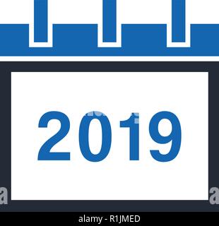 Calendar 2019 glyph icon isolated on white background Stock Vector