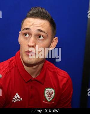 National Museum of History, St.Fagans, Cardiff, Wales, UK. 13th November 2018.Connor Roberts of Wales speaks to the media at the Wales football player media session at the St.Fagans National Museum of History in St.Fagans, near Cardiff , South Wales on Tuesday 13th November 2018. Credit: Andrew Orchard/Alamy Live News Stock Photo