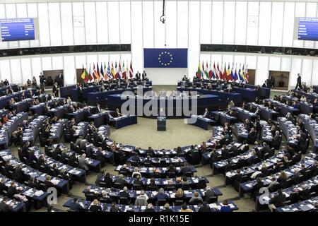 Strasbourg, France. 13th November, 2018. Members of the European Parliament seen during the debate about the future of Europe in Strasbourg, eastern France. Credit: Elyxandro Cegarra/SOPA Images/ZUMA Wire/Alamy Live News Stock Photo