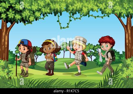 Group of child scouts Stock Vector Image & Art - Alamy