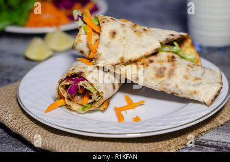 Turkish traditional foods; Lahmacun Stock Photo