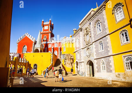 View of a courtyard of the National Palace of Pena, Sintra City, Lisbon Region, Portugal Stock Photo