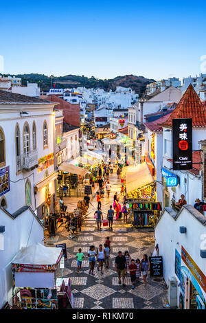 Albufeira City Central Street, Algarve Region, Portugal Stock Photo