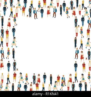 Large group of people in the shape of square. Vector illustration Stock Vector