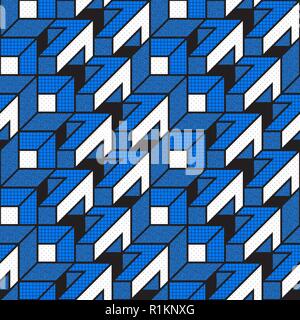 Vector geometric seamless patterns with textured bold mathematical shapes Stock Vector