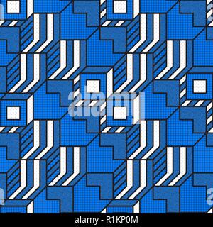 Vector geometric seamless patterns with textured bold mathematical shapes Stock Vector