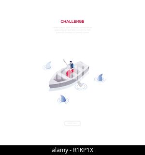 Challenge concept - modern isometric vector web banner Stock Vector