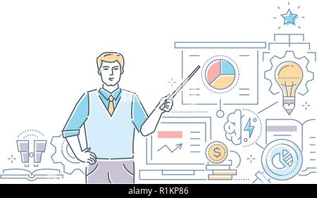 Business coaching - modern line design style vector illustration Stock Vector
