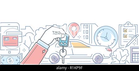 Car rent - modern line design style vector illustration Stock Vector