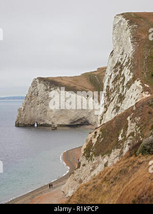 Bats Head and Butter rock sea stack Durdle Door or Durdle Dor on the Jurassic coast Dorset Stock Photo